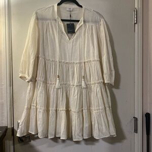 NWT Network Mini Dress, Size 38 EU M-10 US Color ivory-metallic gold stripes